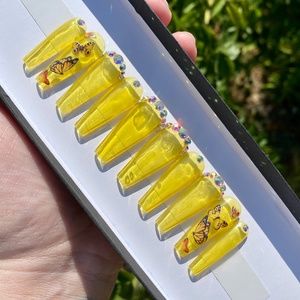 Yellow Press On Nails